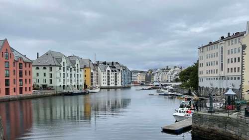 Houses along the water in Ålesund.