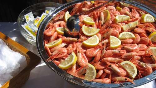 Shrimp on a plate.