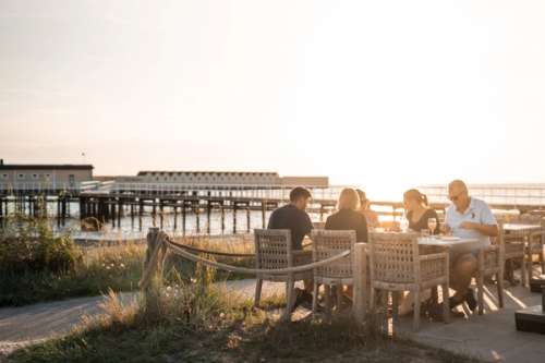outdoor seating by the beach