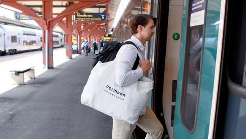 Man getting on the train