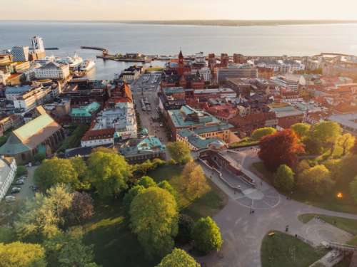 Drone photo over Helsingborg