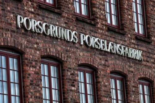 Fasade på fabrikken til Porsgrunns porselensfabrikk