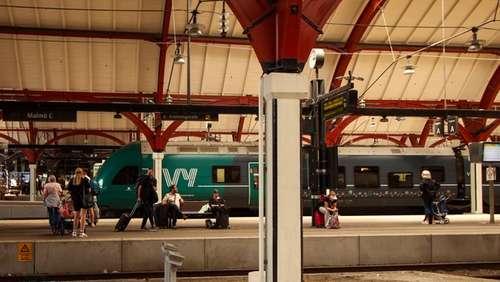 Vy branded train at Malmö sttion