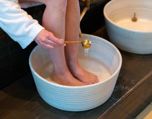 Foot bath at the spa.