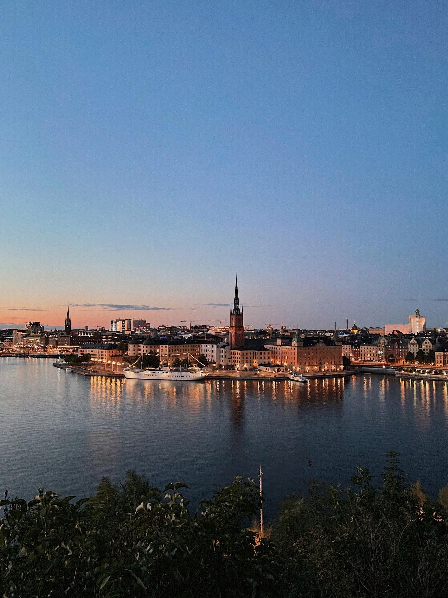 Stockholm with a view from the city in late summer night