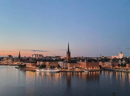 Stockholm with a view from the city in late summer night