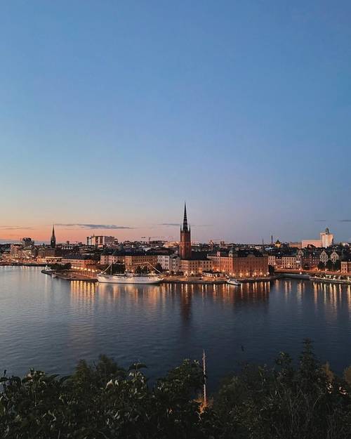 Stockholm with a view from the city in late summer night