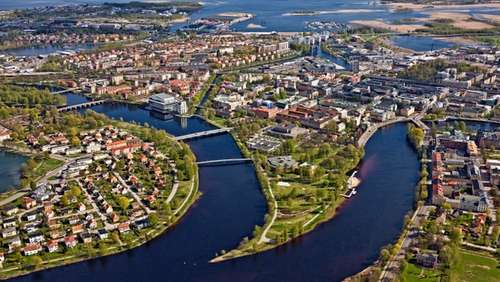Drönarbild över Karlstad